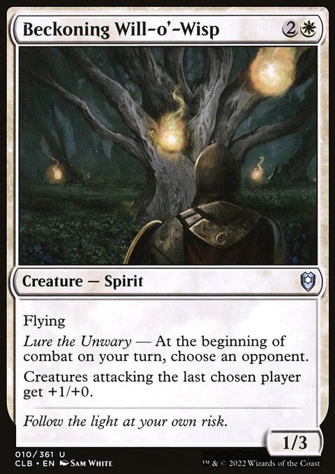 Beckoning Will-o'-Wisp, Commander Legends: Battle for Baldur's Gate #10, Magic: The Gathering card