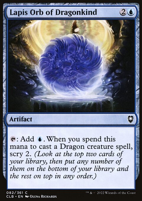 Lapis Orb of Dragonkind, Commander Legends: Battle for Baldur's Gate #82, Magic: The Gathering card