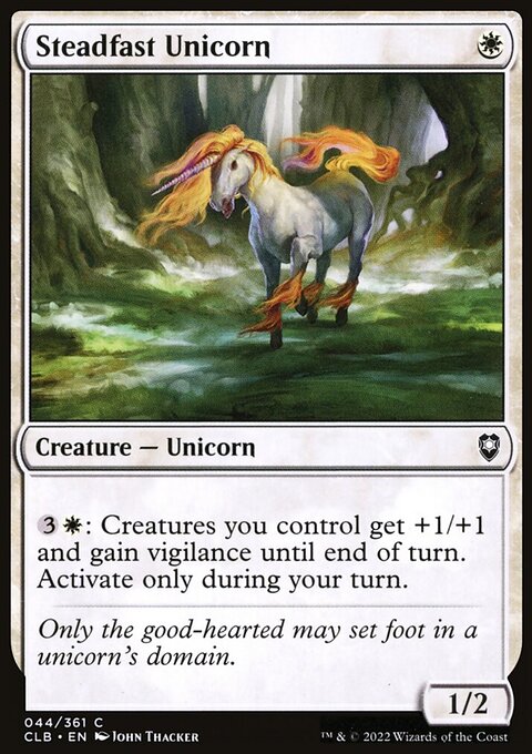 Steadfast Unicorn, Commander Legends: Battle for Baldur's Gate #44, Magic: The Gathering card