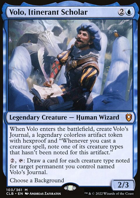 Volo, Itinerant Scholar, Commander Legends: Battle for Baldur's Gate #103, Magic: The Gathering card