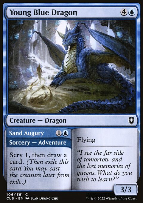 Young Blue Dragon // Sand Augury, Commander Legends: Battle for Baldur's Gate #106, Magic: The Gathering card