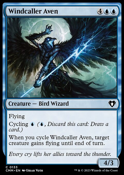 Windcaller Aven, Commander Masters #133, Magic: The Gathering card