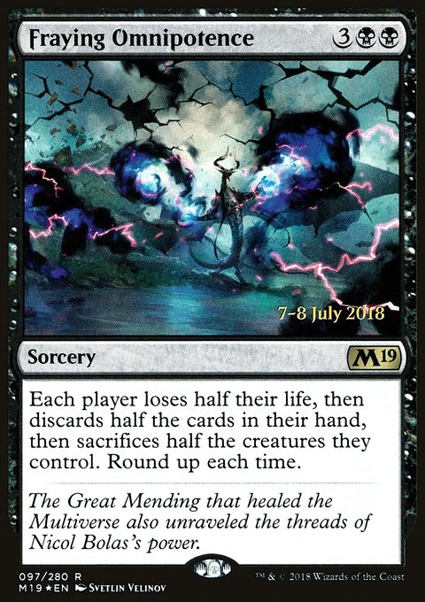 Fraying Omnipotence, Core Set 2019 Promos #97s, Magic: The Gathering card