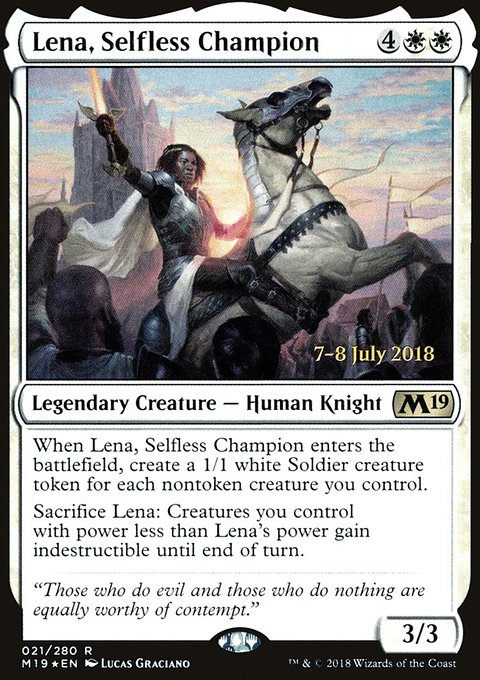 Lena, Selfless Champion, Core Set 2019 Promos #21s, Magic: The Gathering card