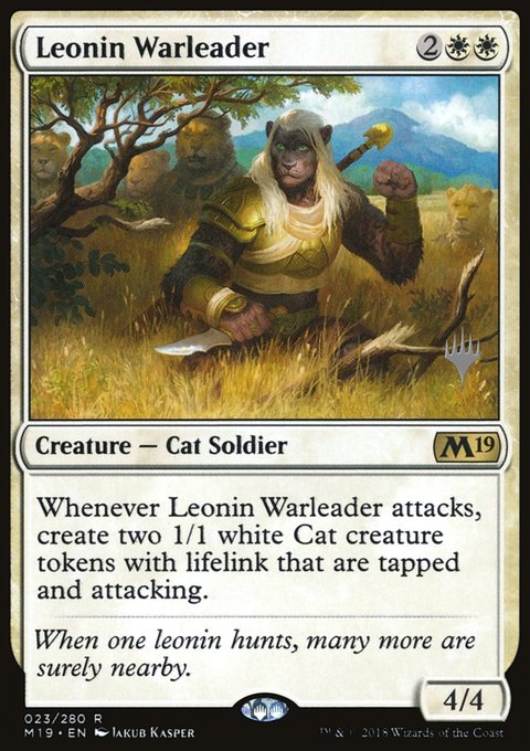 Leonin Warleader, Core Set 2019 Promos #23p, Magic: The Gathering card