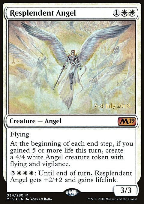 Resplendent Angel, Core Set 2019 Promos #34s, Magic: The Gathering card