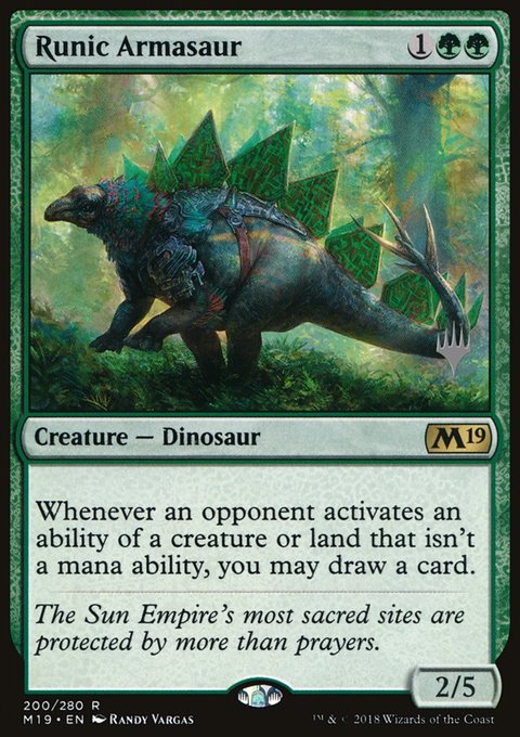 Runic Armasaur, Core Set 2019 Promos #200p, Magic: The Gathering card