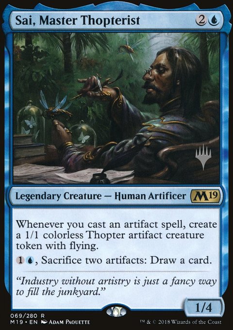 Sai, Master Thopterist, Core Set 2019 Promos #69p, Magic: The Gathering card
