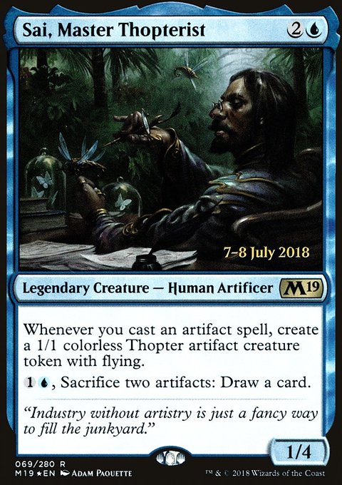 Sai, Master Thopterist, Core Set 2019 Promos #69s, Magic: The Gathering card