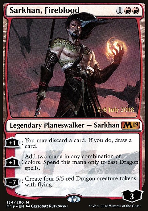 Sarkhan, Fireblood, Core Set 2019 Promos #154s, Magic: The Gathering card