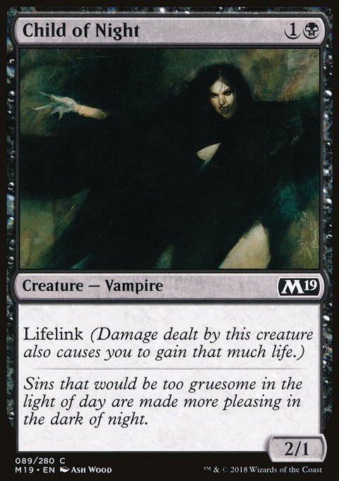 Child of Night, Core Set 2019 #89, Magic: The Gathering card