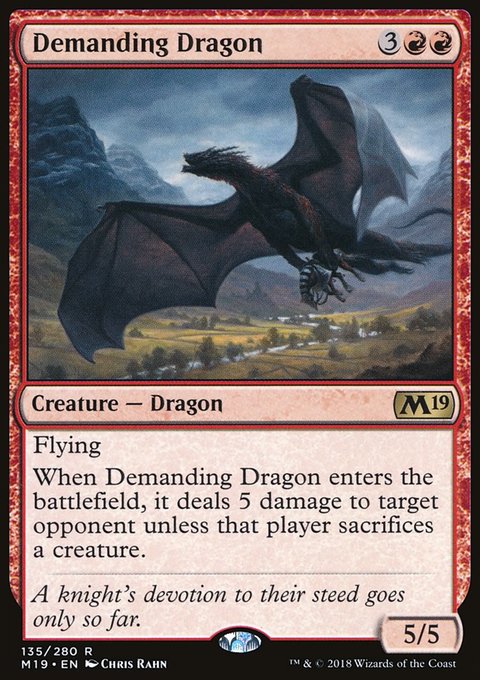 Demanding Dragon, Core Set 2019 #135, Magic: The Gathering card