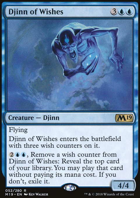 Djinn of Wishes, Core Set 2019 #52, Magic: The Gathering card