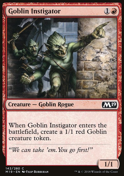 Goblin Instigator, Core Set 2019 #142, Magic: The Gathering card