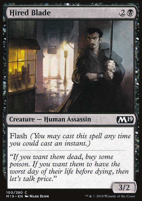 Hired Blade, Core Set 2019 #100, Magic: The Gathering card