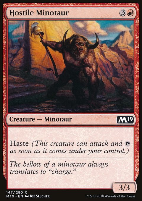 Hostile Minotaur, Core Set 2019 #147, Magic: The Gathering card