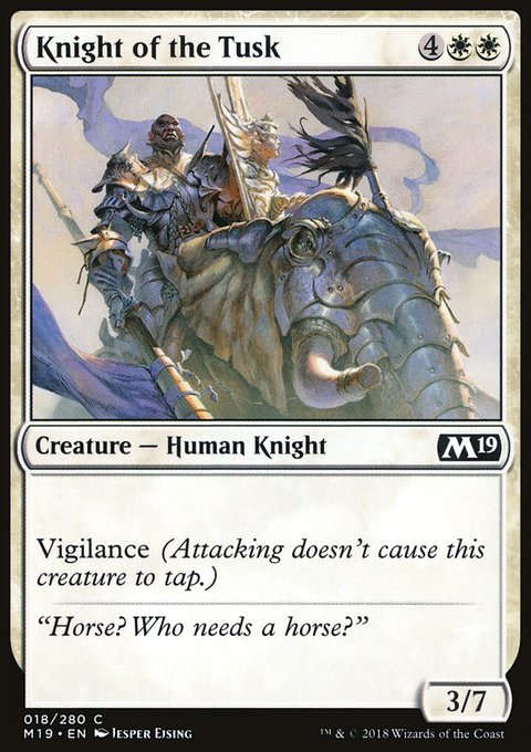 Knight of the Tusk, Core Set 2019 #18, Magic: The Gathering card