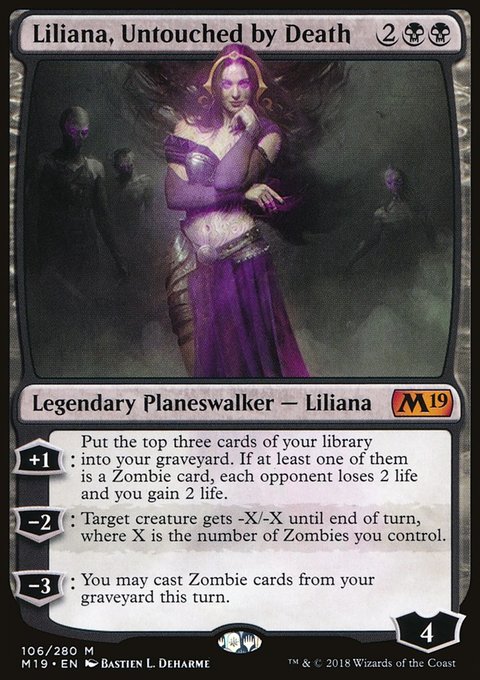 Liliana, Untouched by Death, Core Set 2019 #106, Magic: The Gathering card