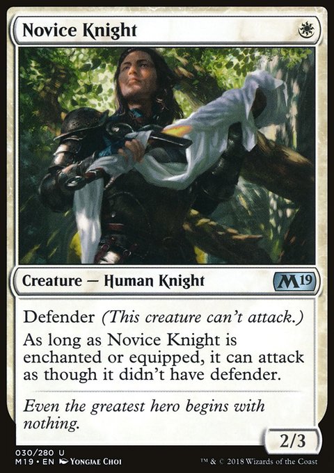 Novice Knight, Core Set 2019 #30, Magic: The Gathering card