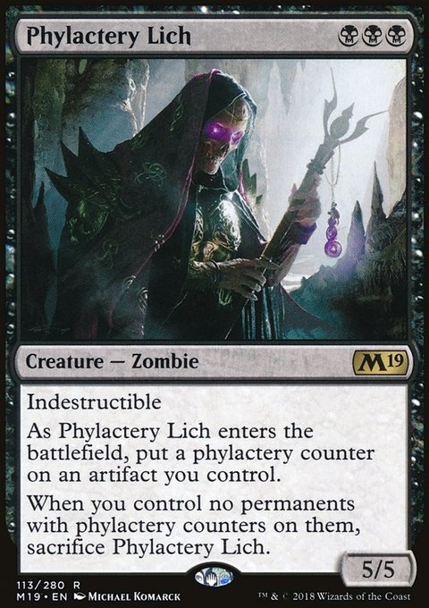 Phylactery Lich, Core Set 2019 #113, Magic: The Gathering card