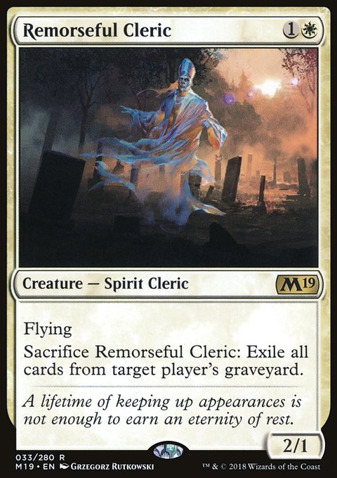 Remorseful Cleric, Core Set 2019 #33, Magic: The Gathering card