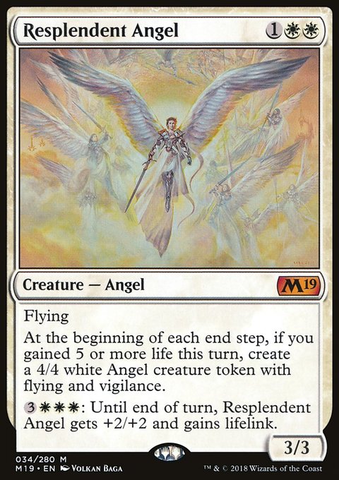 Resplendent Angel, Core Set 2019 #34, Magic: The Gathering card