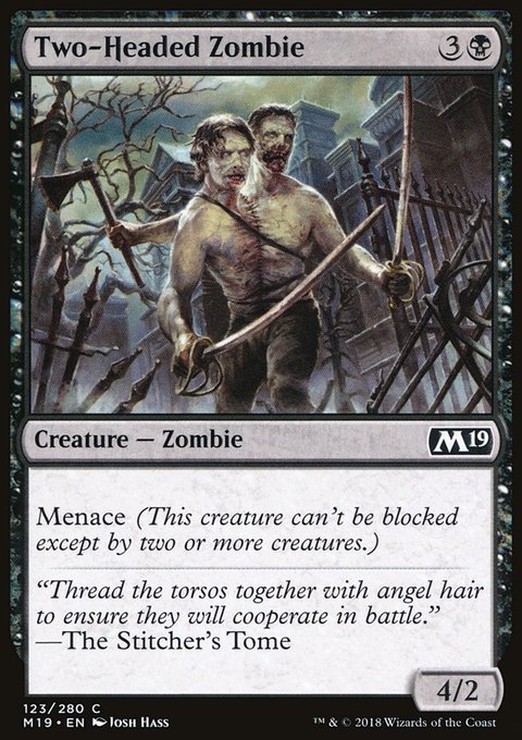 Two-Headed Zombie, Core Set 2019 #123, Magic: The Gathering card