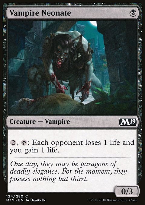 Vampire Neonate, Core Set 2019 #124, Magic: The Gathering card