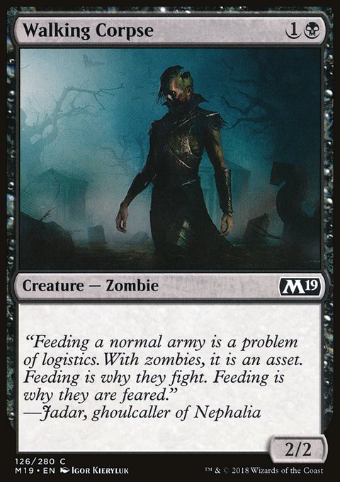 Walking Corpse, Core Set 2019 #126, Magic: The Gathering card