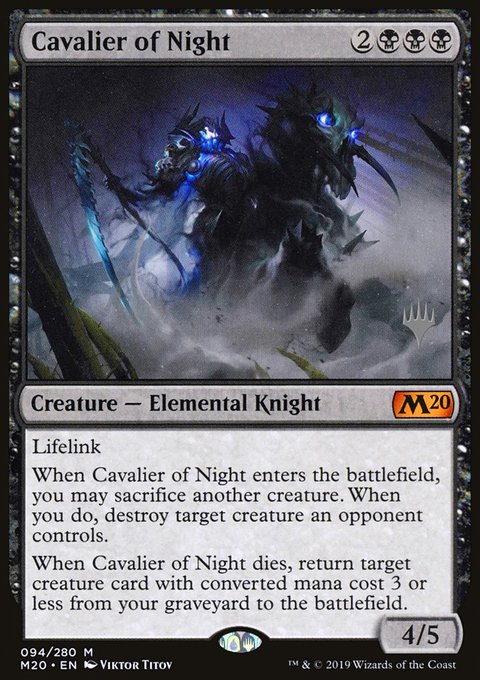 Cavalier of Night, Core Set 2020 Promos #94p, Magic: The Gathering card