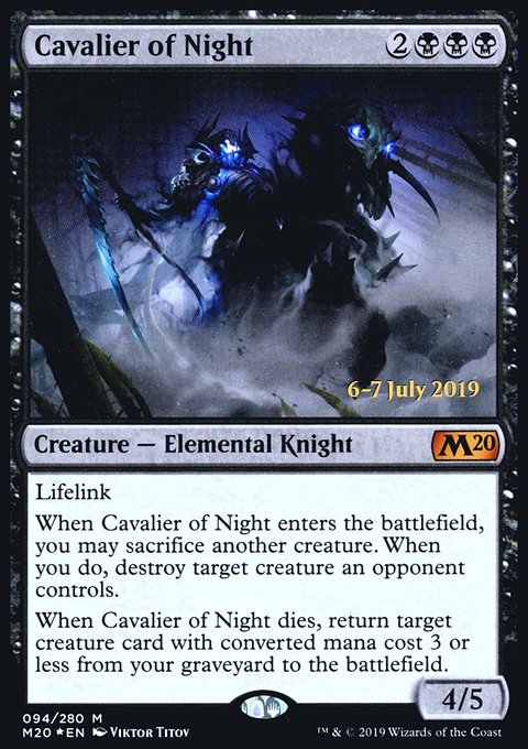 Cavalier of Night, Core Set 2020 Promos #94s, Magic: The Gathering card