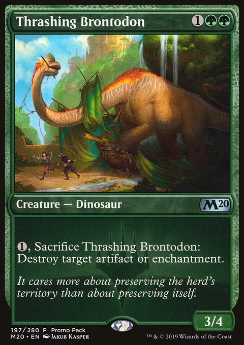 Thrashing Brontodon, Core Set 2020 Promos #197, Magic: The Gathering card