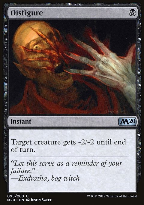 Disfigure, Core Set 2020 #95, Magic: The Gathering card