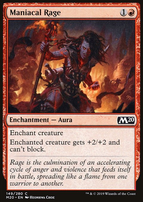 Maniacal Rage, Core Set 2020 #149, Magic: The Gathering card