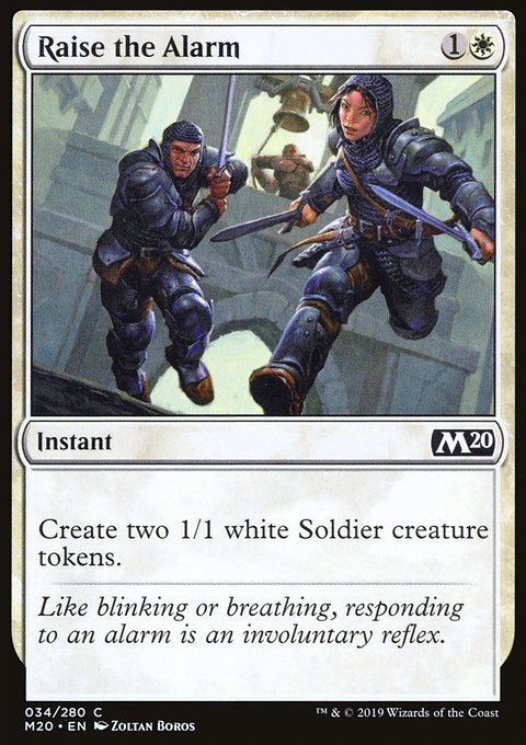Raise the Alarm, Core Set 2020 #34, Magic: The Gathering card