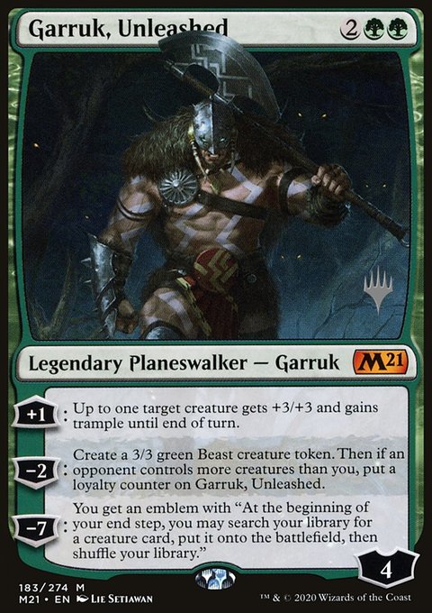 Garruk, Unleashed, Core Set 2021 Promos #183p, Magic: The Gathering card