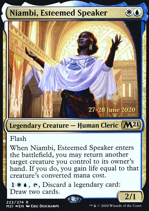 Niambi, Esteemed Speaker, Core Set 2021 Promos #222s, Magic: The Gathering card