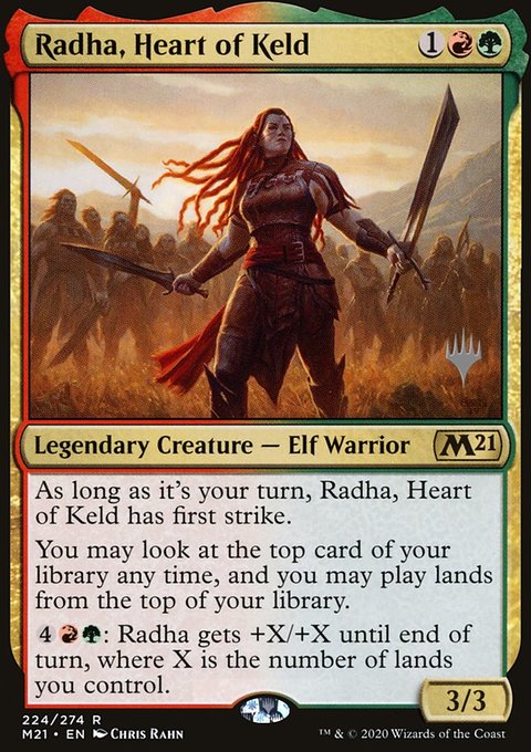 Radha, Heart of Keld, Core Set 2021 Promos #224p, Magic: The Gathering card