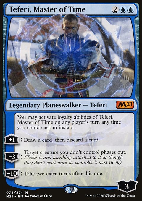 Teferi, Master of Time, Core Set 2021 Promos #75p, Magic: The Gathering card