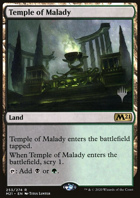 Temple of Malady, Core Set 2021 Promos #253p, Magic: The Gathering card