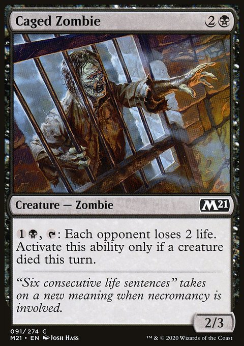 Caged Zombie, Core Set 2021 #91, Magic: The Gathering card