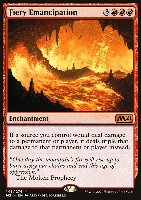 Fiery Emancipation, Core Set 2021 #143, Magic: The Gathering card