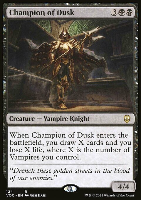 Champion of Dusk, Crimson Vow Commander #124, Magic: The Gathering card