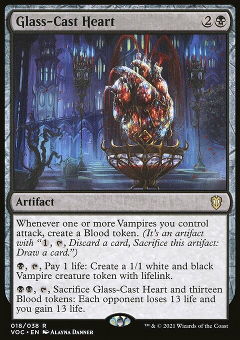 Glass-Cast Heart, Crimson Vow Commander #18, Magic: The Gathering card