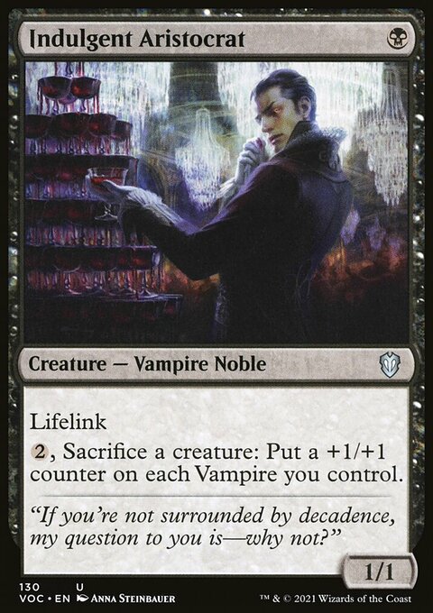 Indulgent Aristocrat, Crimson Vow Commander #130, Magic: The Gathering card