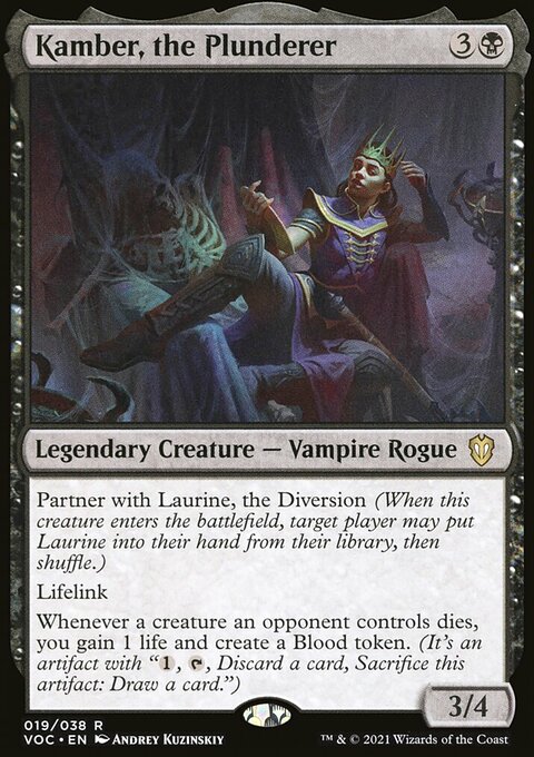 Kamber, the Plunderer, Crimson Vow Commander #19, Magic: The Gathering card