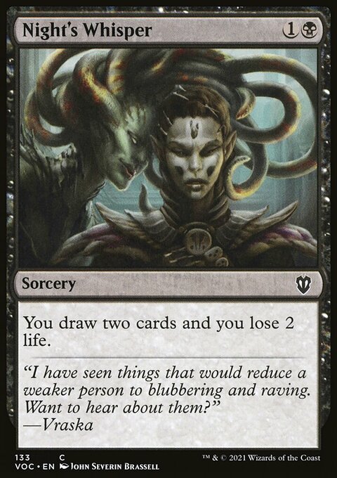 Night's Whisper, Crimson Vow Commander #133, Magic: The Gathering card