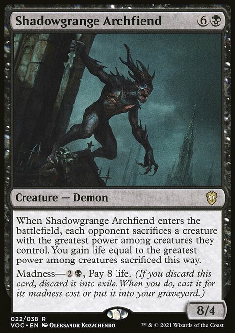 Shadowgrange Archfiend, Crimson Vow Commander #22, Magic: The Gathering card