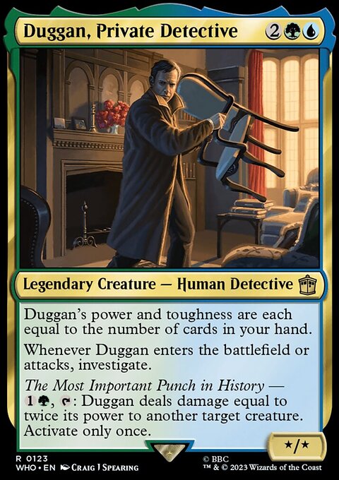 Duggan, Private Detective, Doctor Who #123, Magic: The Gathering card