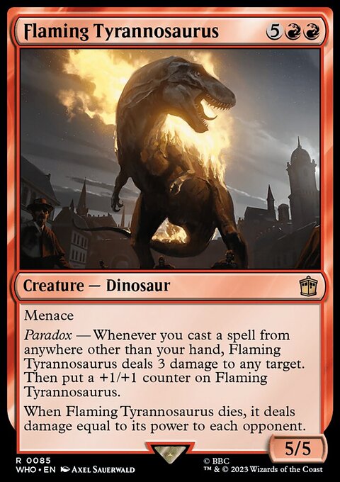 Flaming Tyrannosaurus, Doctor Who #85, Magic: The Gathering card